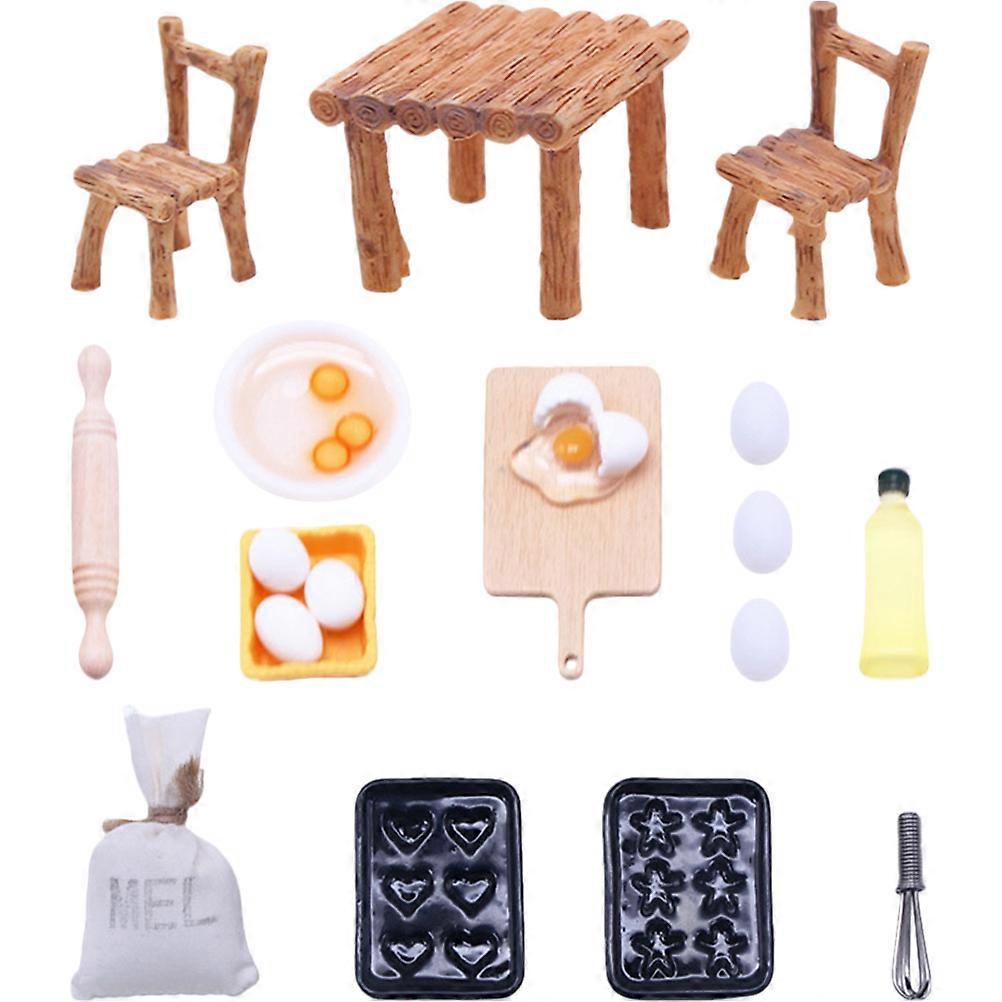 1 Set of Wooden Mini Furniture Adornment Miniature Food Model Miniature Chair Models
