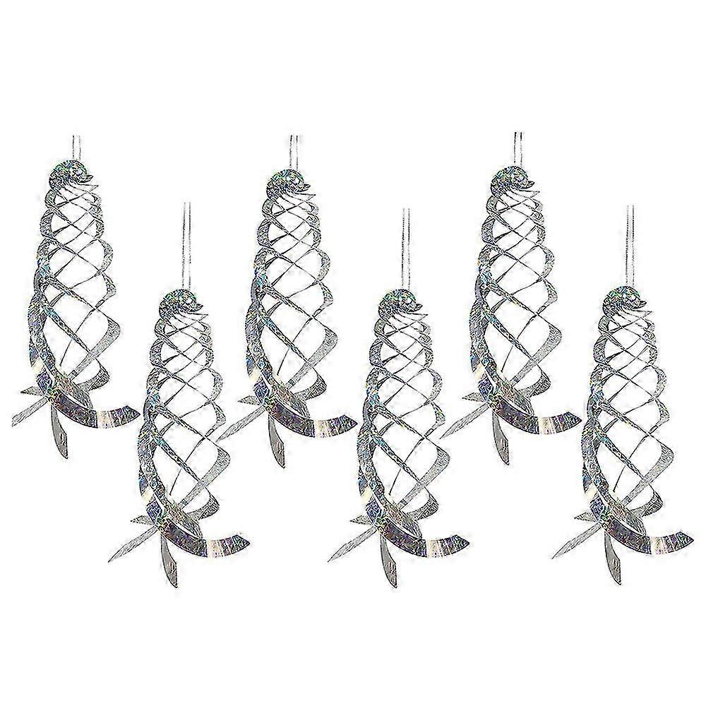 6 Pack Bird Repellent Spiral Reflectors Silver Mylar Spinner