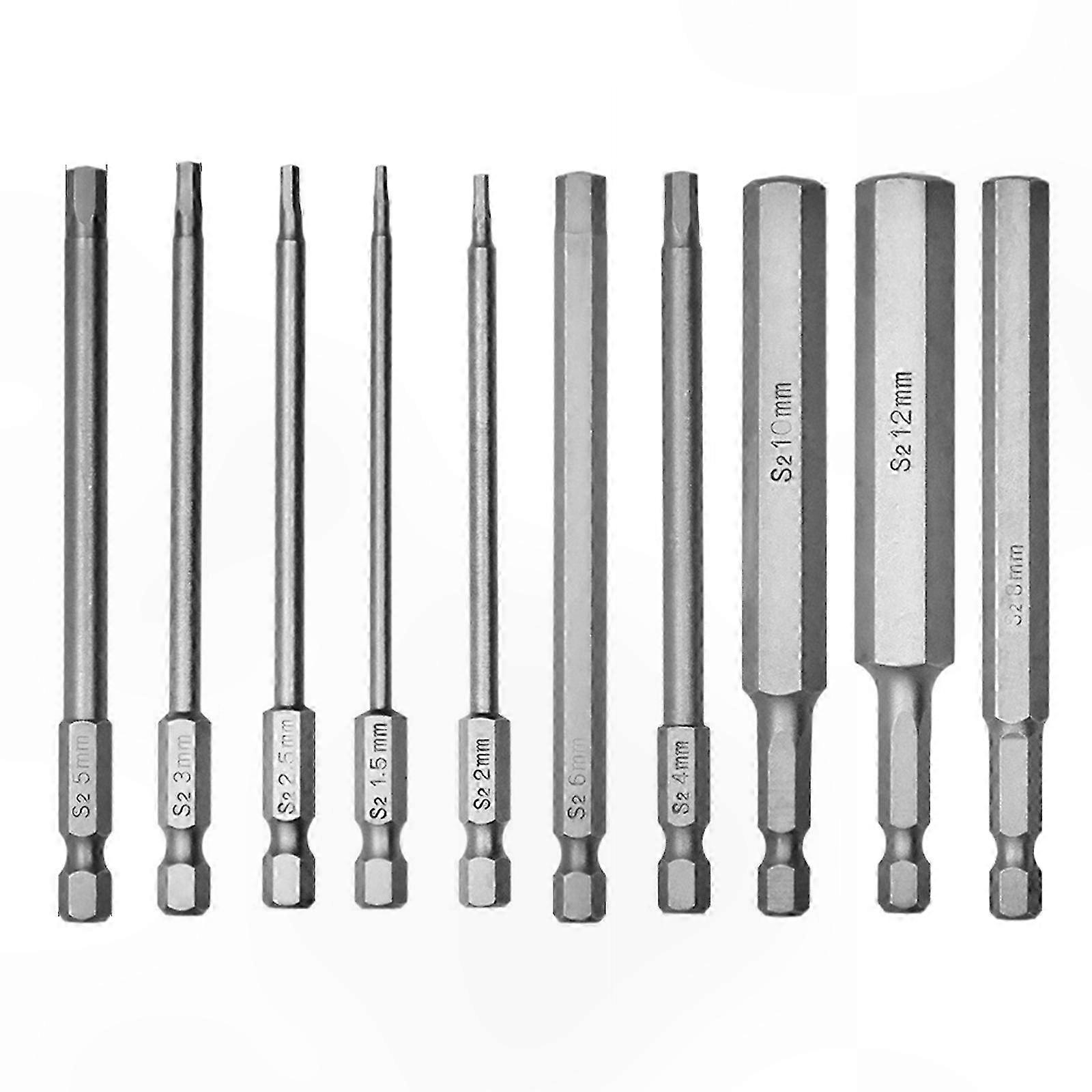 Hex Head Screwdriver Bit Set, 1/4" Shank, 4" Length, Allen Wrench Drill Bits, H12 Size