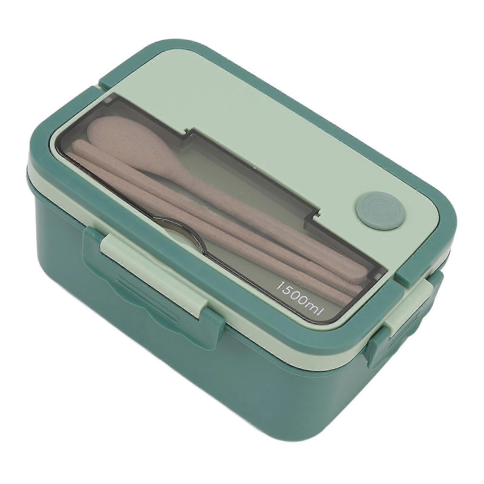 Plastic lunch box, 1500ml, with compartment design, heat-resistant, non-slip, leak-proof, comes with tableware