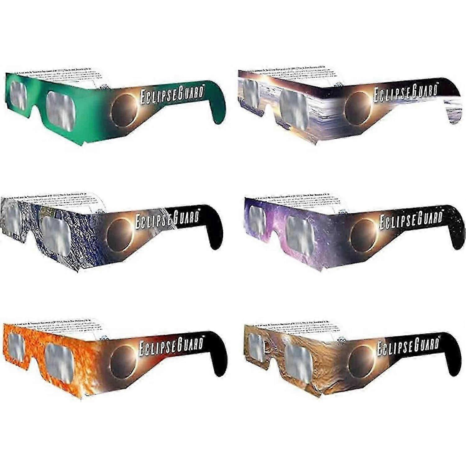 Solar eclipse observation glasses, 6-piece set, filter harmful light and provide clear vision