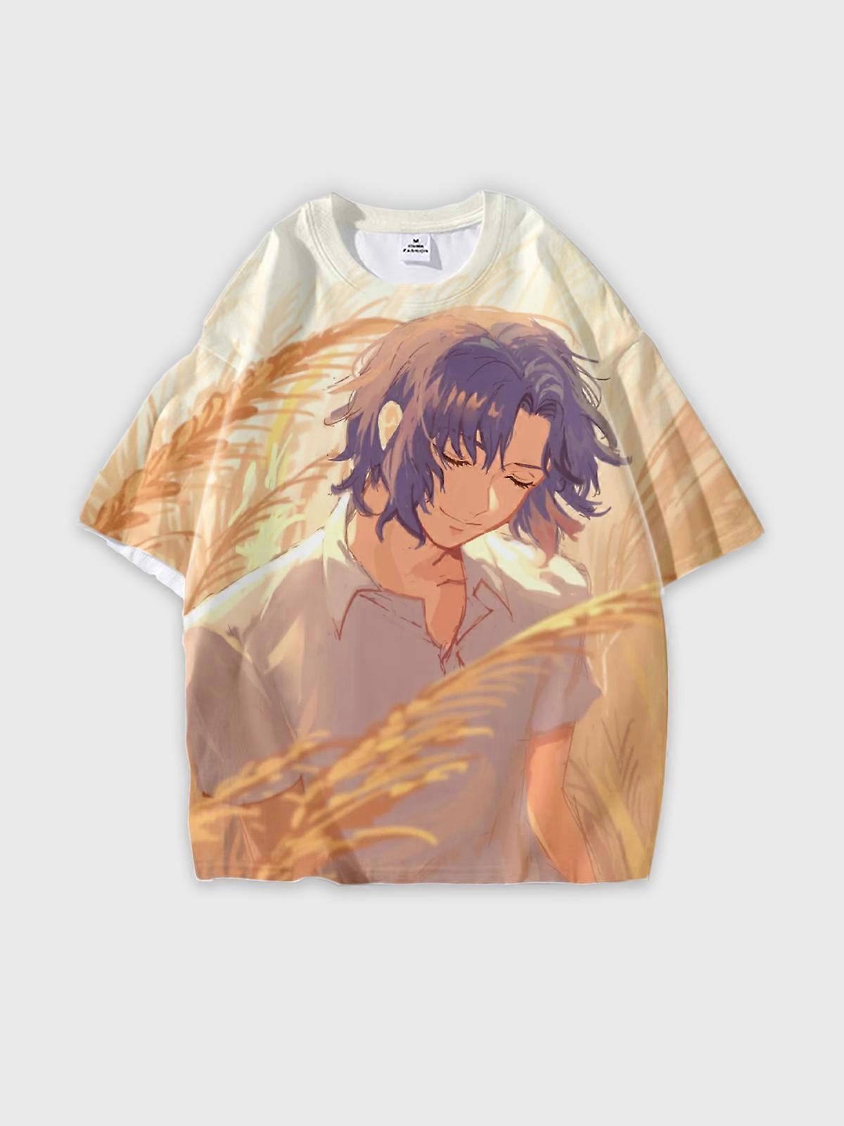 T-Shirt Short Sleeve Round Neck, Summer Casual Loose Graphic Tee, Unisex The Prince of Tennis V1286