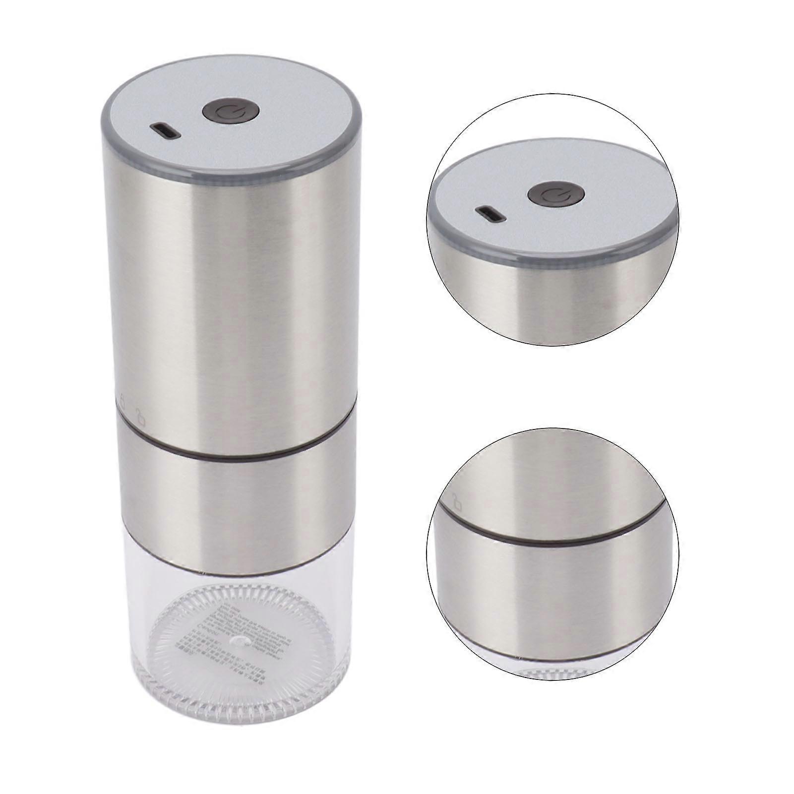 Electric Coffee Grinder 110ml USB Rechargeable Silver Portable