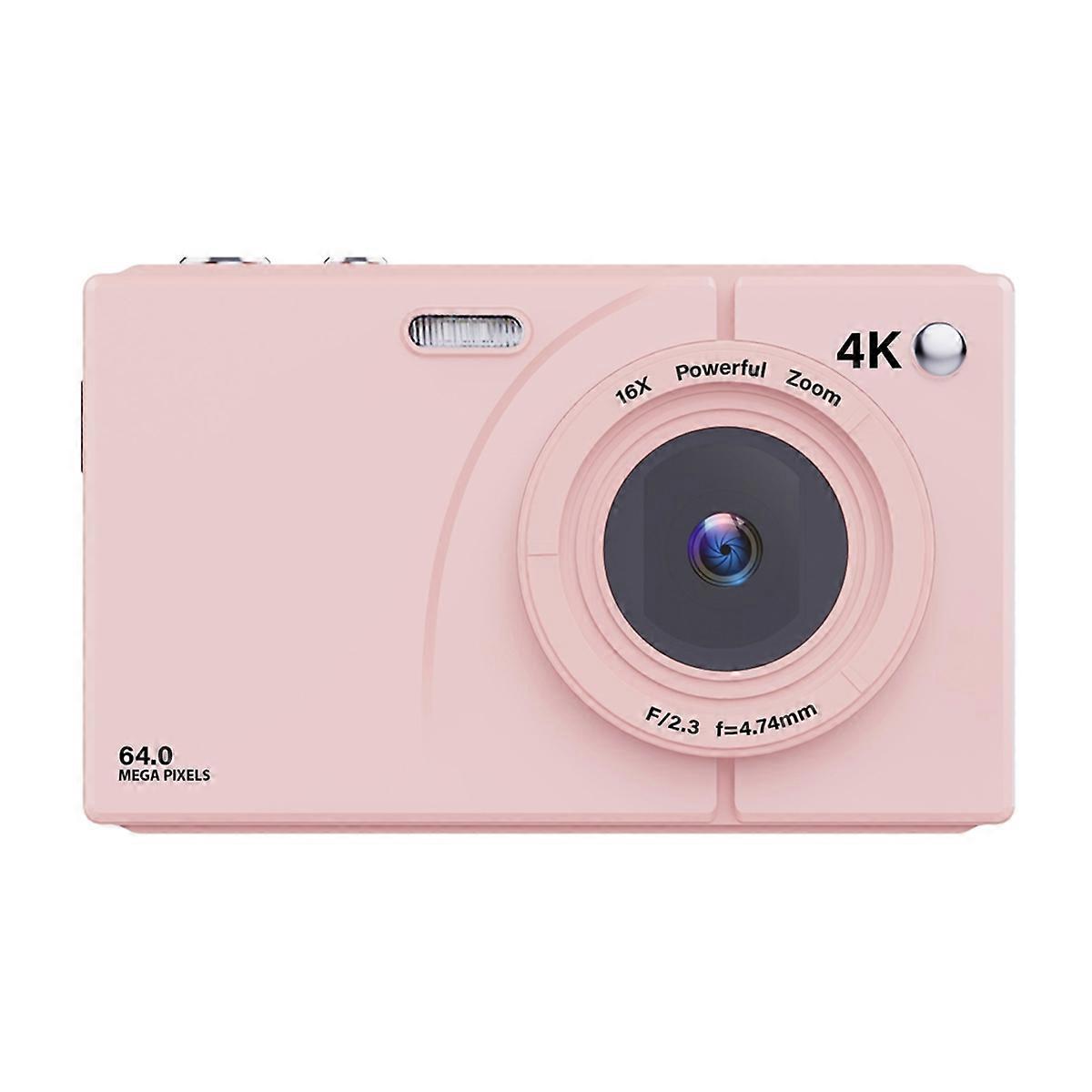 4K CCD Digital Camera with 2.8inch Screen 64GB Card Pink