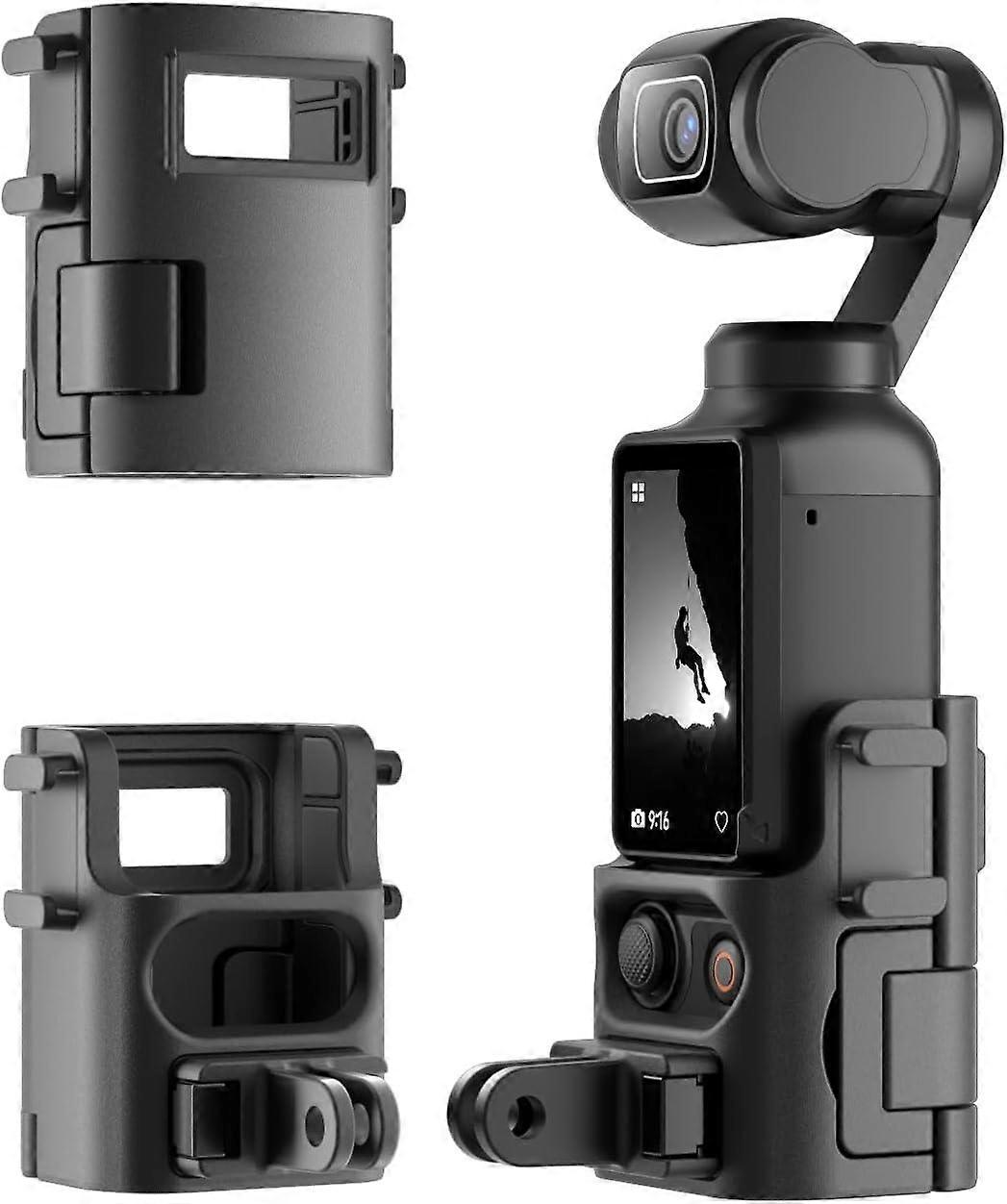 Expansion Adapter for DJI Osmo Pocket 3 – Dual Cold Shoe Protective Cage with Removable Dual-Claw Adapter (Front/Back Switch) & Safety Lock