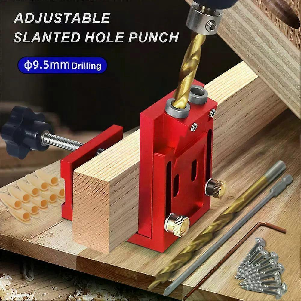 Pocket Hole Drill Guide Jig Set for 15 Angled Holes Portable Wood Pocket Hole Screw Clamp System for Woodworking Joinery Work