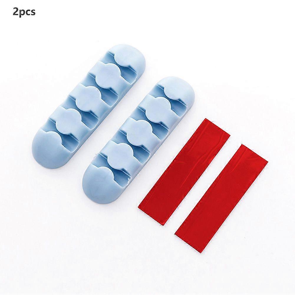 2 Pack Candy Color Self-Adhesive Cable Winders for Desk, Cable Retainers, Cable Fixers A1249 (Blue)