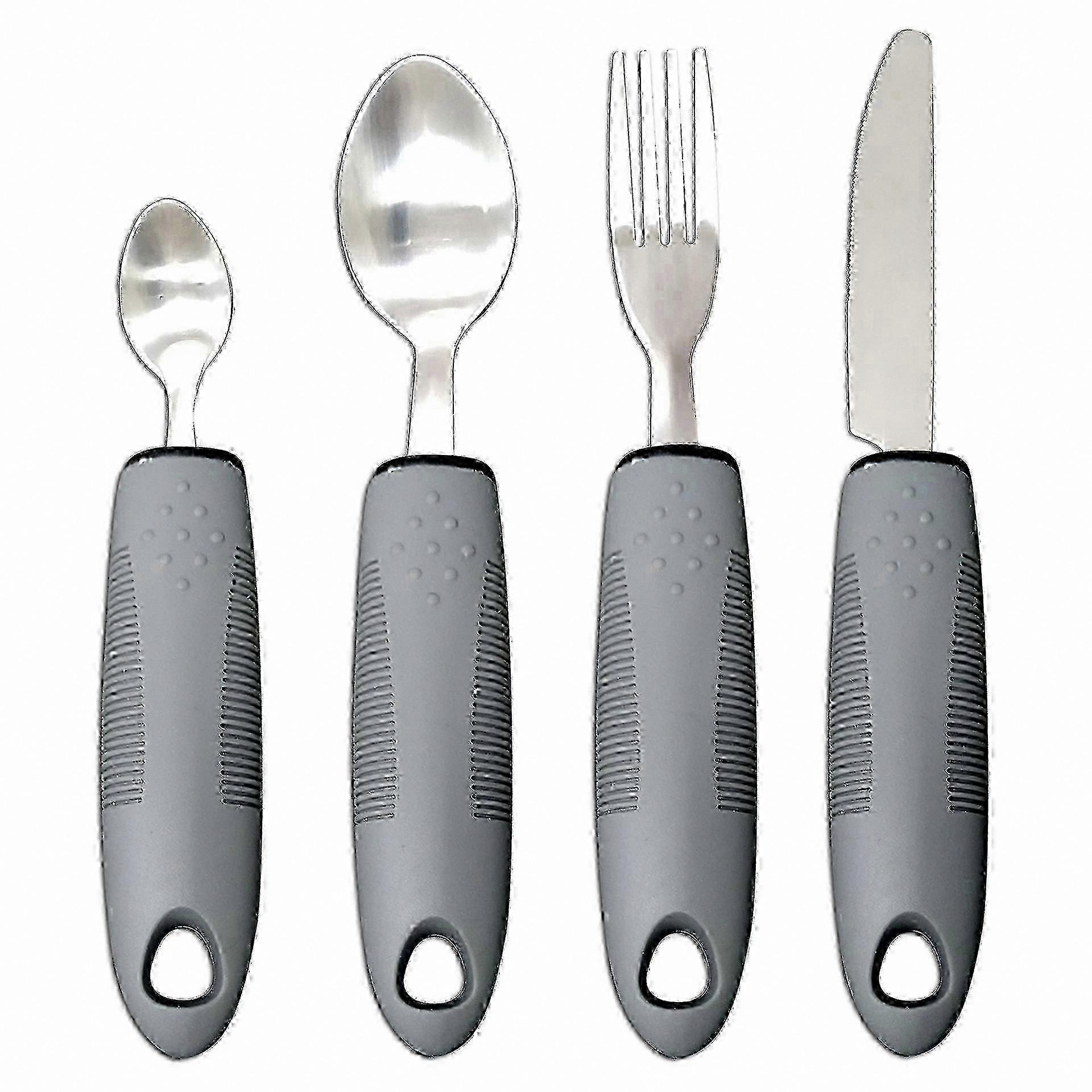 Adaptive Utensils for Seniors and Disabled - Stabilizing Grip Assist Tool (Gray, 1 Set)