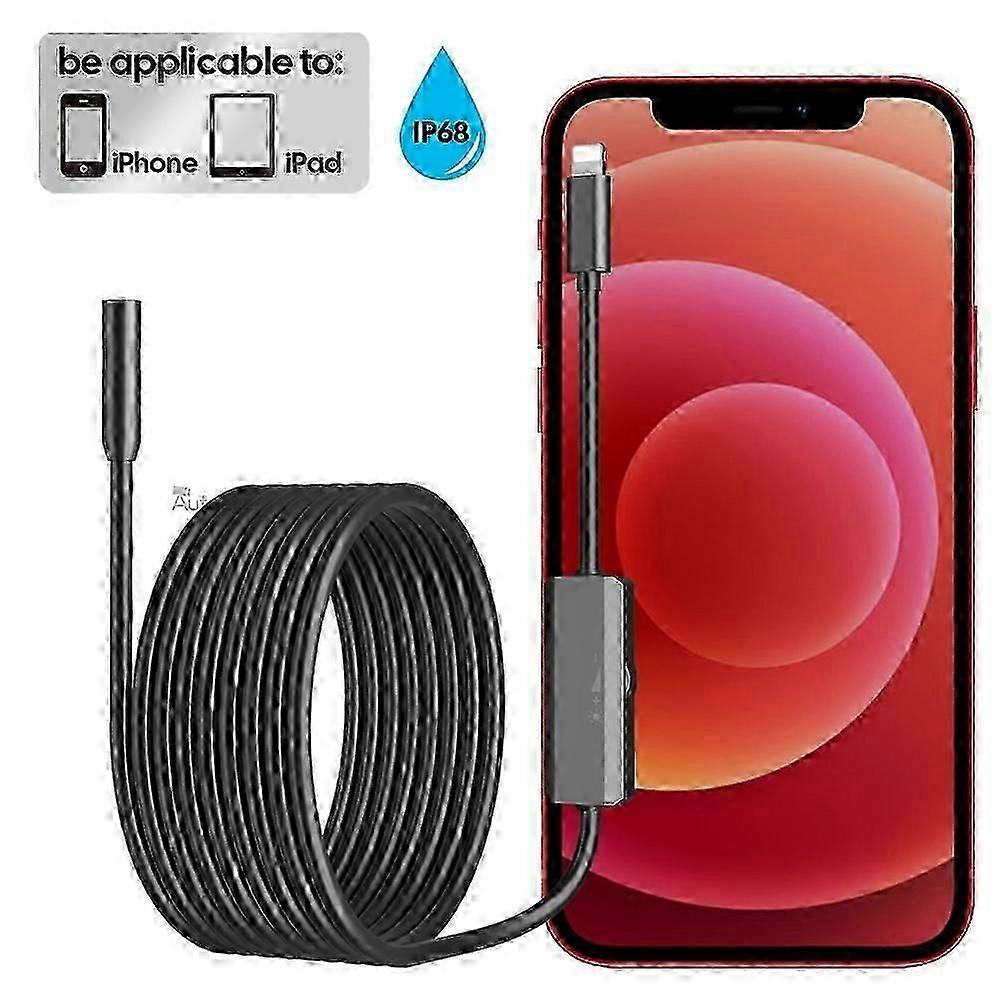Endoscope Camera For iPhone APPLE 8MM Cars Endoscopic Hard Line IP68 Waterproof 8 LEDs Borescope Inspection For iPhone For iOS