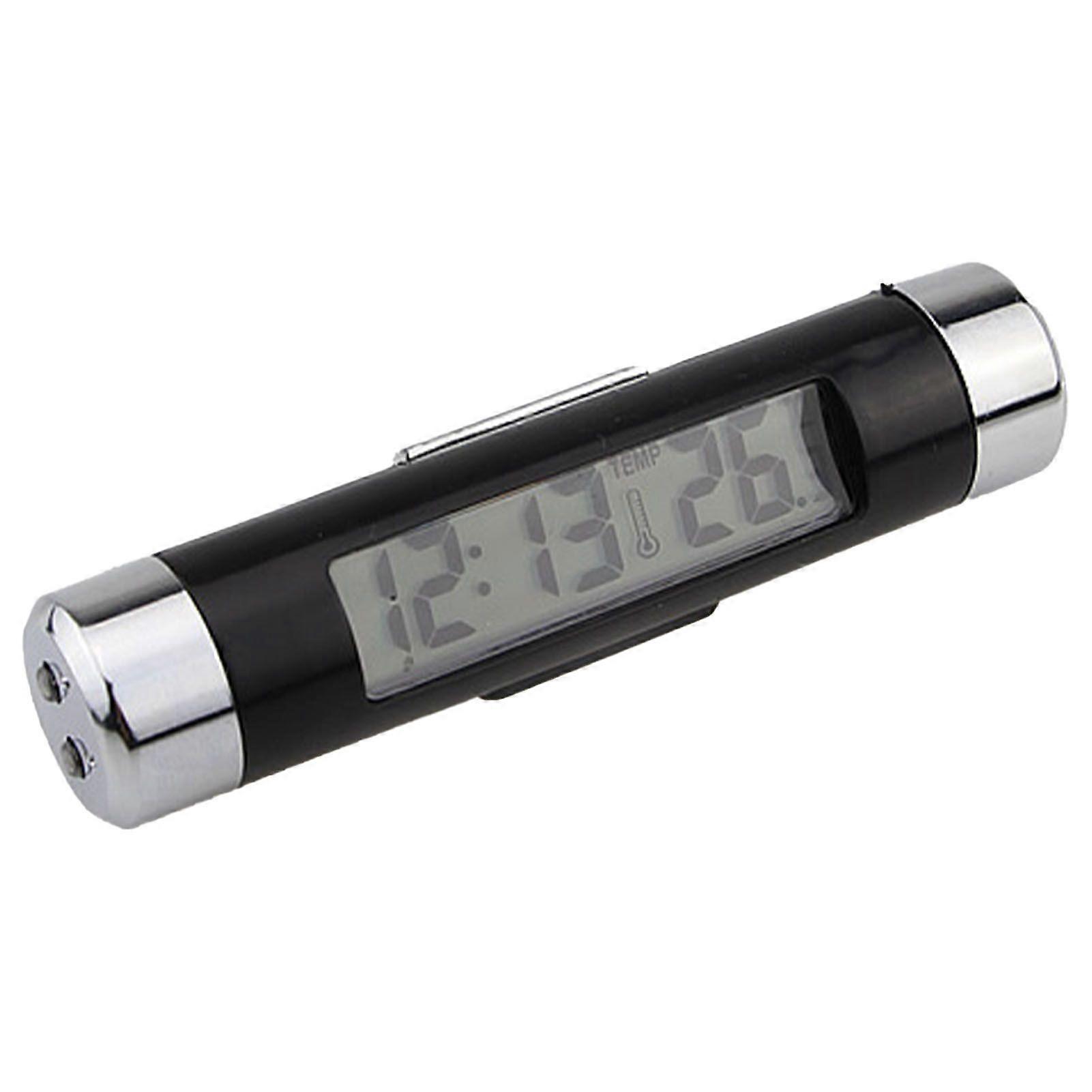 2 in 1 Car Electronic Clock Thermometer Luminous LED Digital Display Air Vent Outlet Thermometer with Blue Backlight