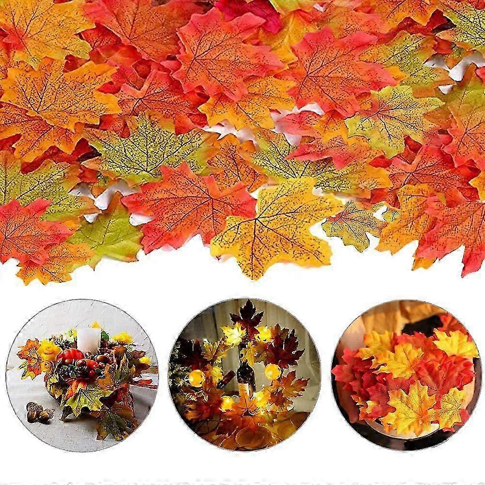 300pcs Artificial Autumn Maple Leaves Fall Autumn Colored Maple Leaf