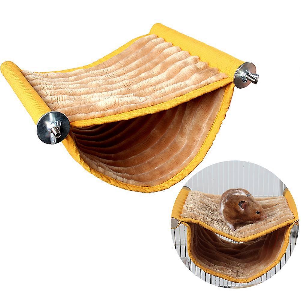 Double Layer Bunk Bed Pet Hammock Winter Warmth Yellow Wooden Material 1Pack