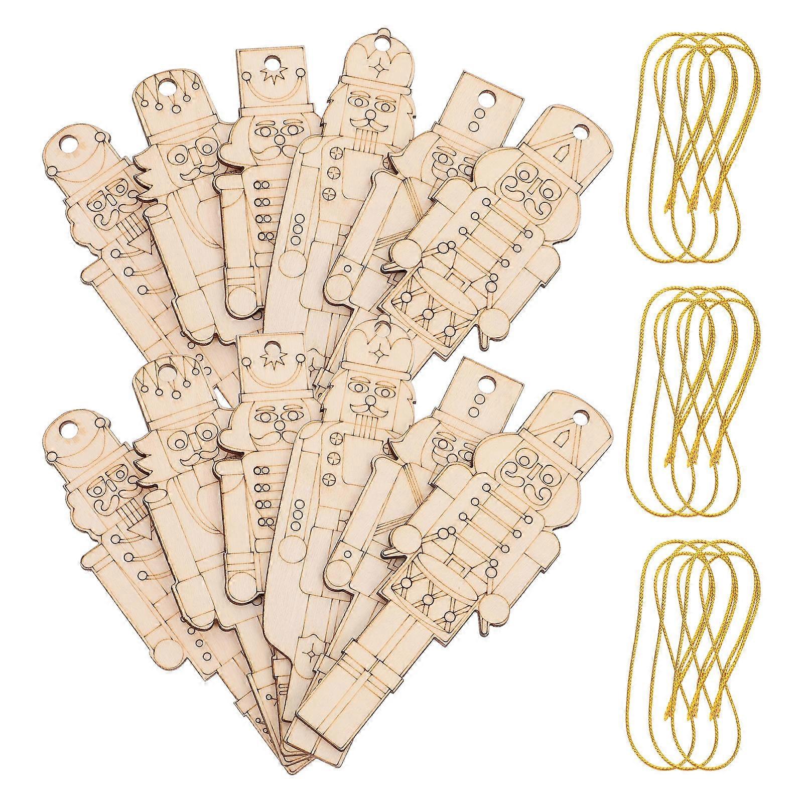 Nutcracker Wood Cutouts Wooden Christmas Tree Embellishment for Decorating 60Pcs