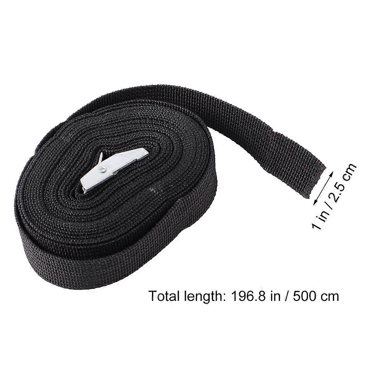 Black Cargo Strap with Zinc Alloy Fastening Buckle for Car 2Pcs Fixing Kit
