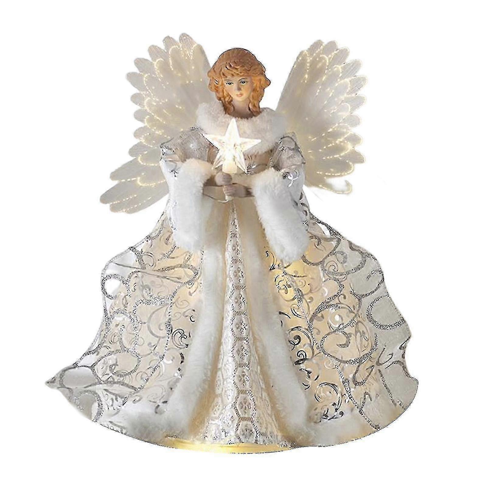 Christmas Tree Topper With Light 2d Acrylic Angel Reusable Xmas Tree Top Decor Festival Party Ornament