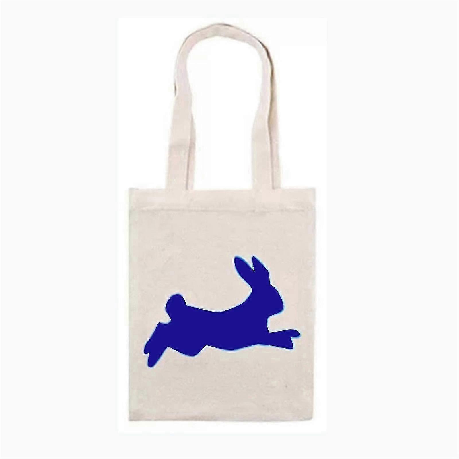 Easter Basket - Holiday Bunny Printed Canvas, Gift Carry Bag, Eggs/Candy