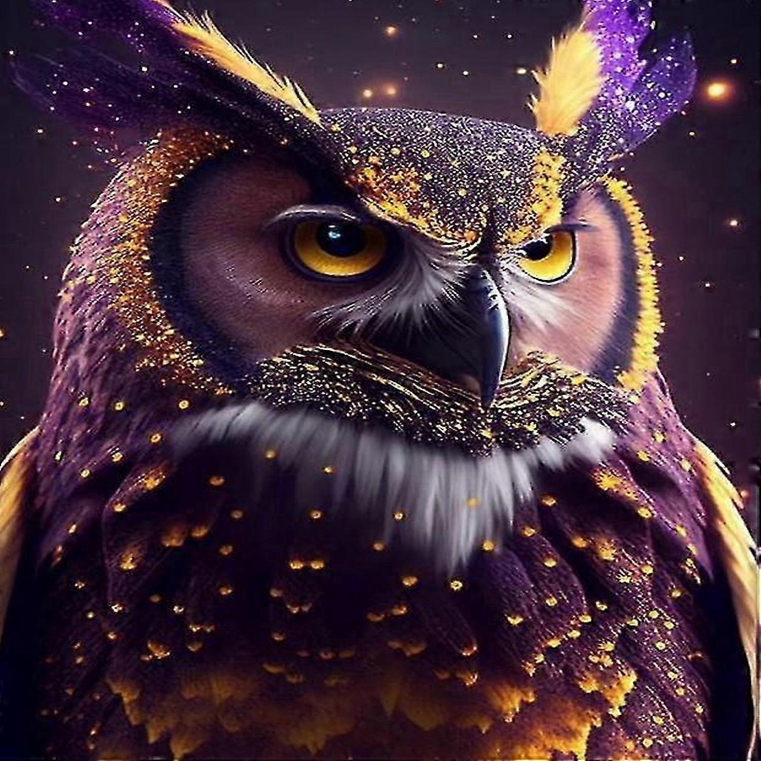 KINZON 30x40cm 5D DIY timanttimaalaus täynnä, Srie Hibou#G, DIY timanttistrassi