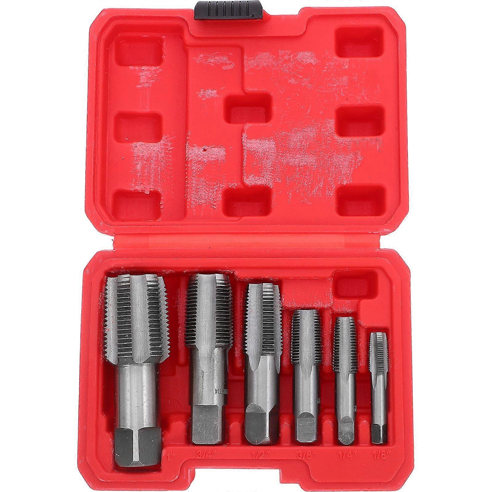 1 Set NPT Pipe Tap Set: Precision Steel Threading Tap Kit for Accurate Pipe Thread Repair Includes 1/8" 1/4" 3/8" 1/2" 3/4" 1" for Plumbers Mechanics