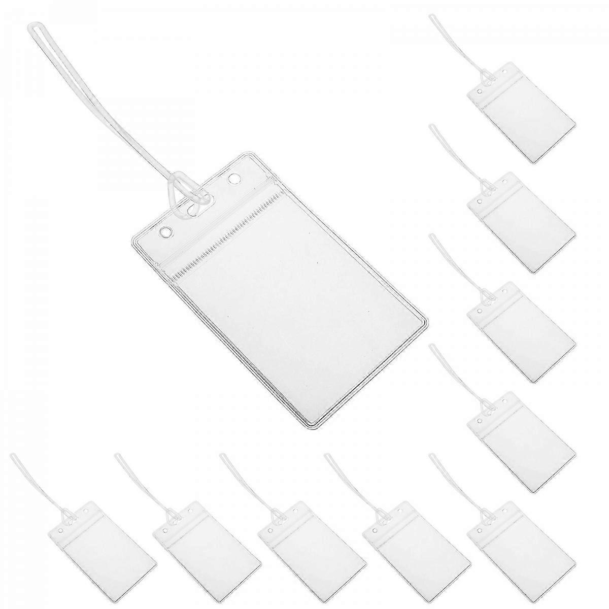 Clear Durable Luggage Tag Holders 15pcs Vertical ID Card Pouches with Loops for Travel, Business & Events Identification