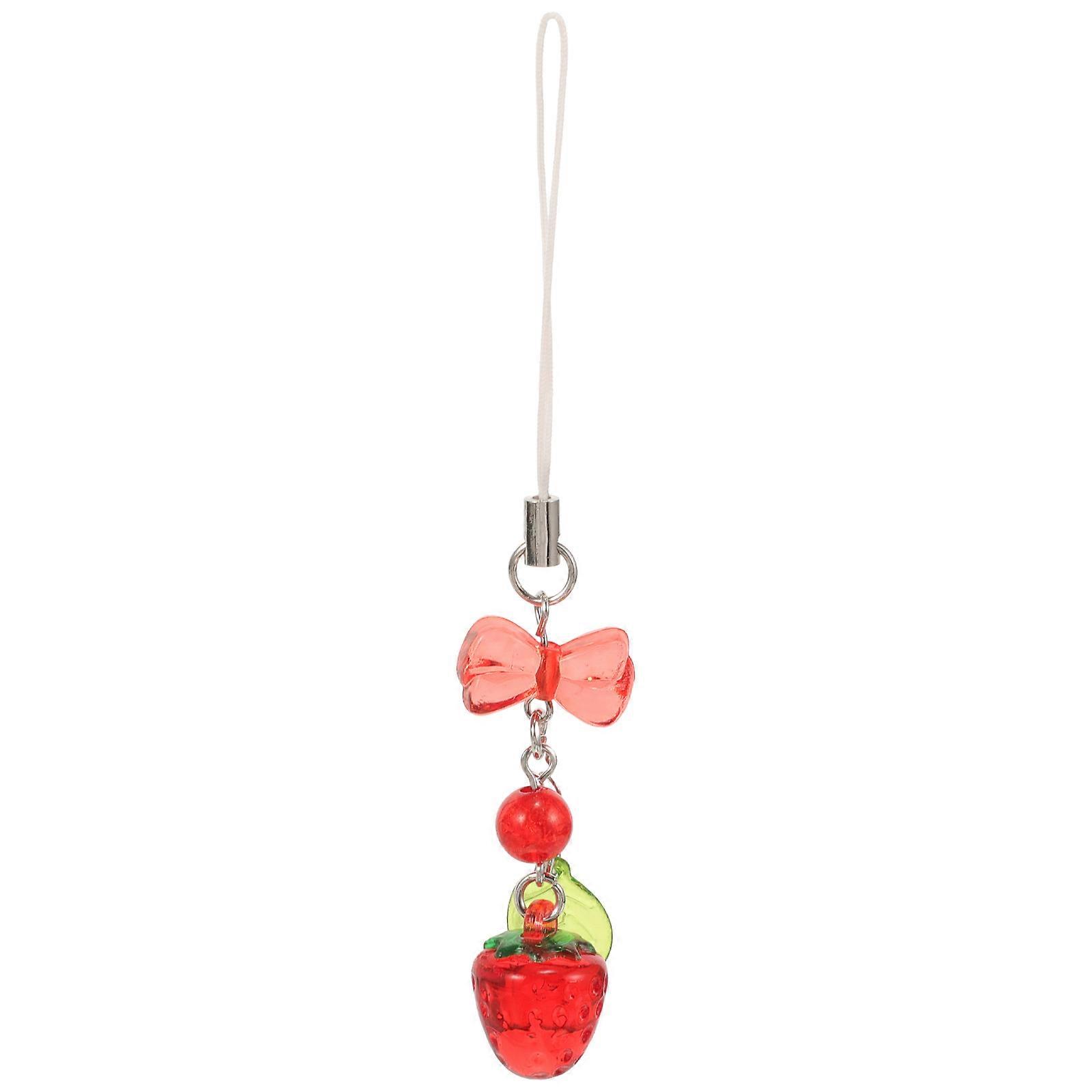 Strawberry Phone Charm Acrylic Durable Phone Strap Accessory 2Pcs
