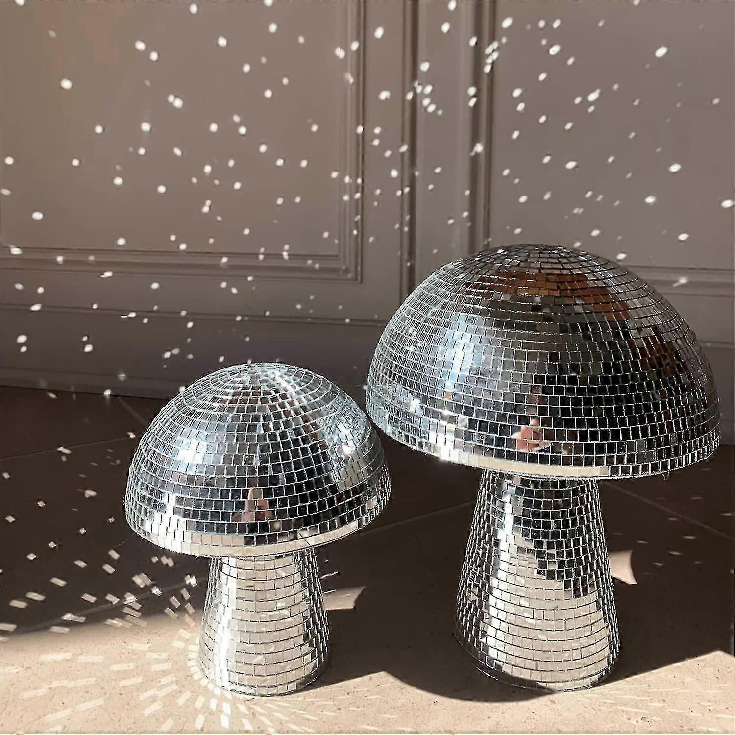 Silver Reflective Mushroom Disco Ball Ornament for Party Decor and Table Centrepieces