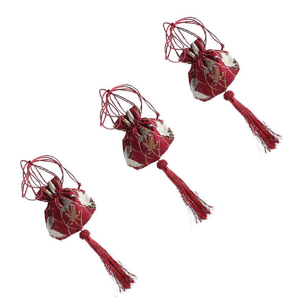 Delicate Sachet Bag 6 Pcs Storage Pouch Simple Design Festival Use Red Cotton Cloth