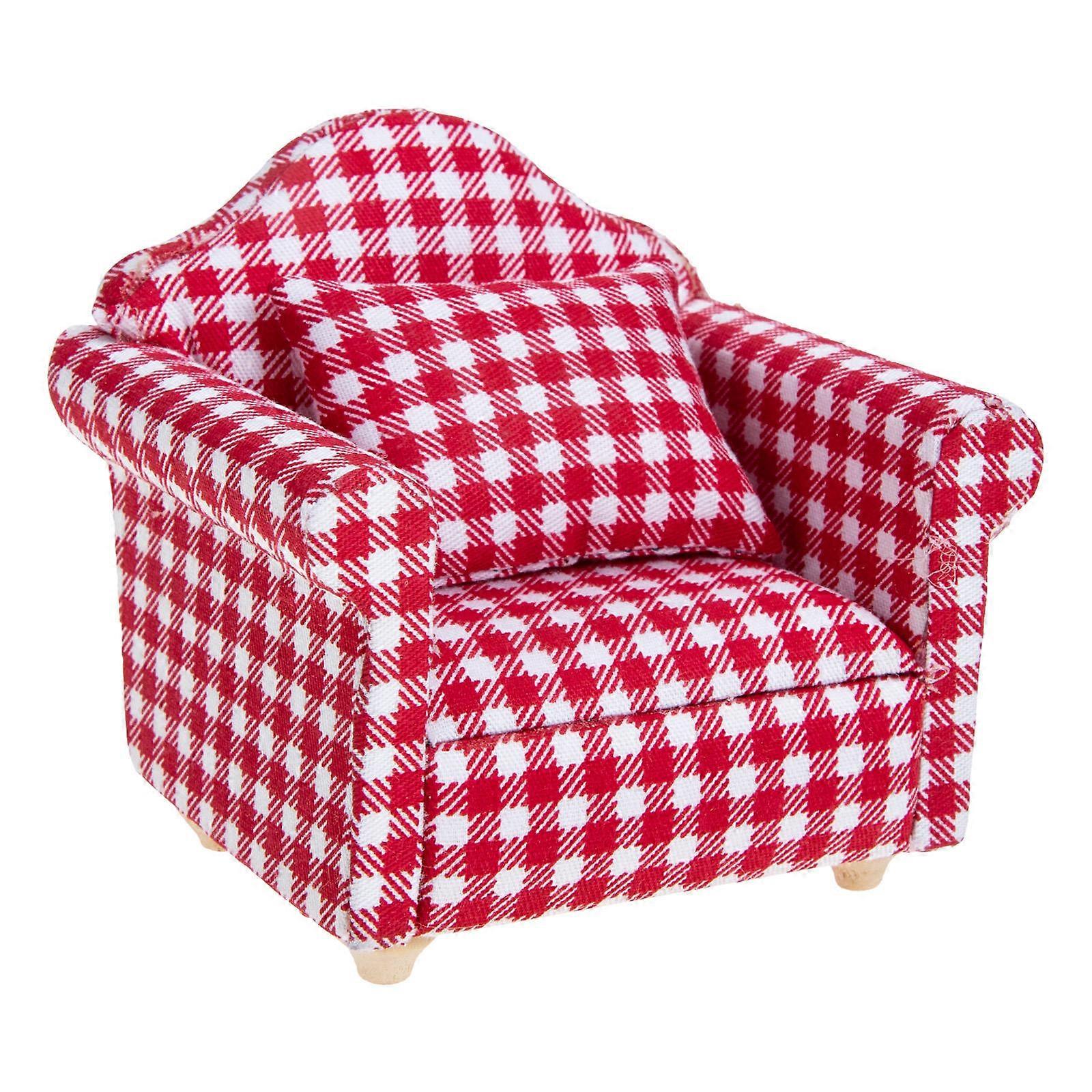 Miniature Sofa Model Mini House Sofa for Decor 5Sets Red Color