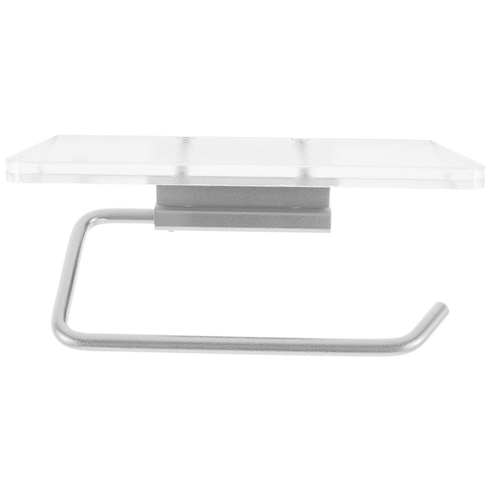 Wall Mounted Toilet Paper Holder With Shelf 5Pcs Rectangular Rust Resistant Storage For Bathroom And Kitchen Silver