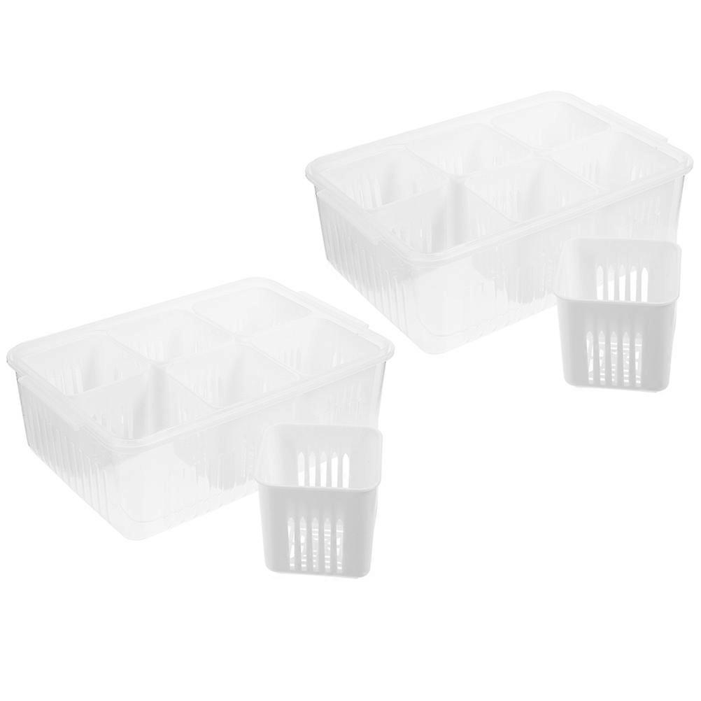 Refrigerator Food Preservation Box 2 Sets Square Airtight Freezer Container For Household Users 8.96X6.29X3.34IN With Lid