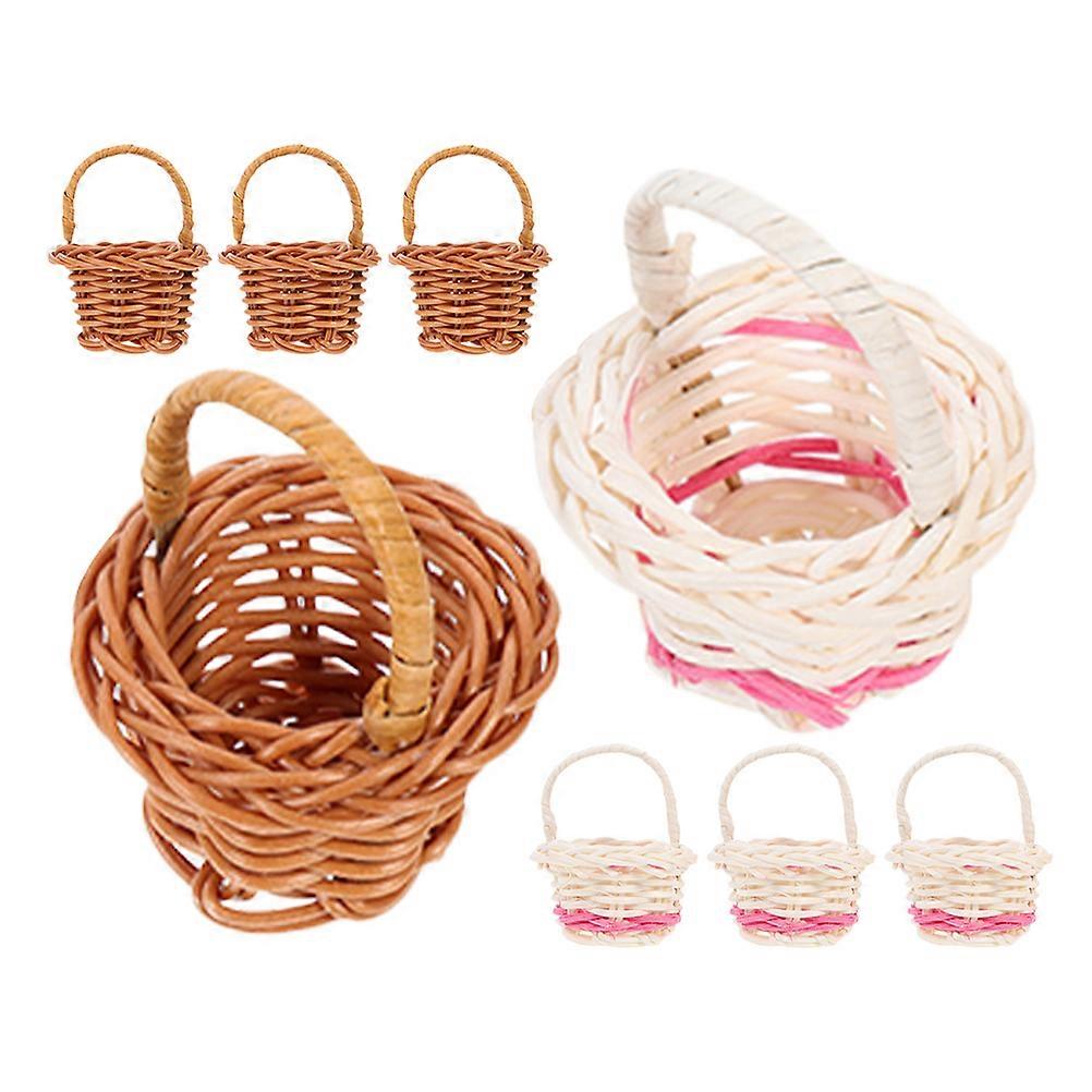 Mini Flower Basket Model Hand-Woven for Storage Use 16Pcs Decorative