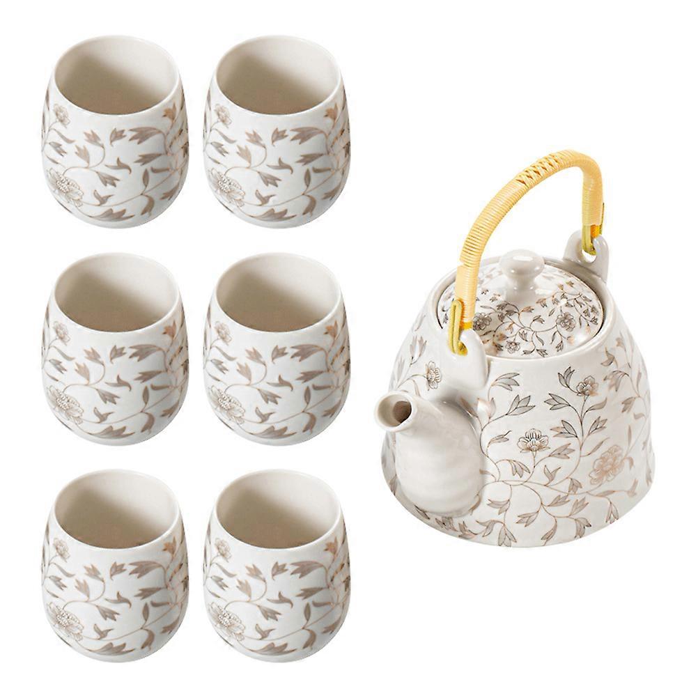 Tea Pot Set Ceramic Teapot Large Capacity Ideal For Home Office Hotel White Smooth Surface 1 Set