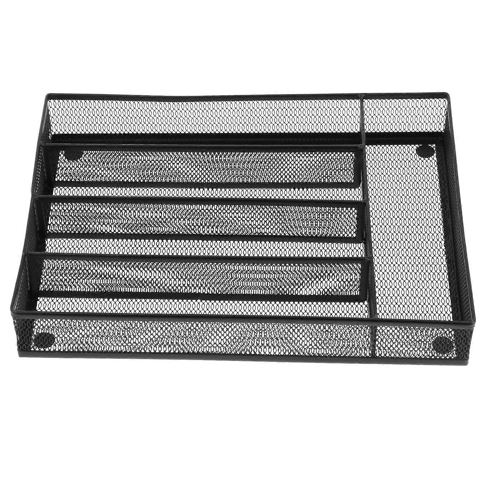 Desktop Storage Holder Metal Drawer Organizer for Draining Use 2Pcs Black