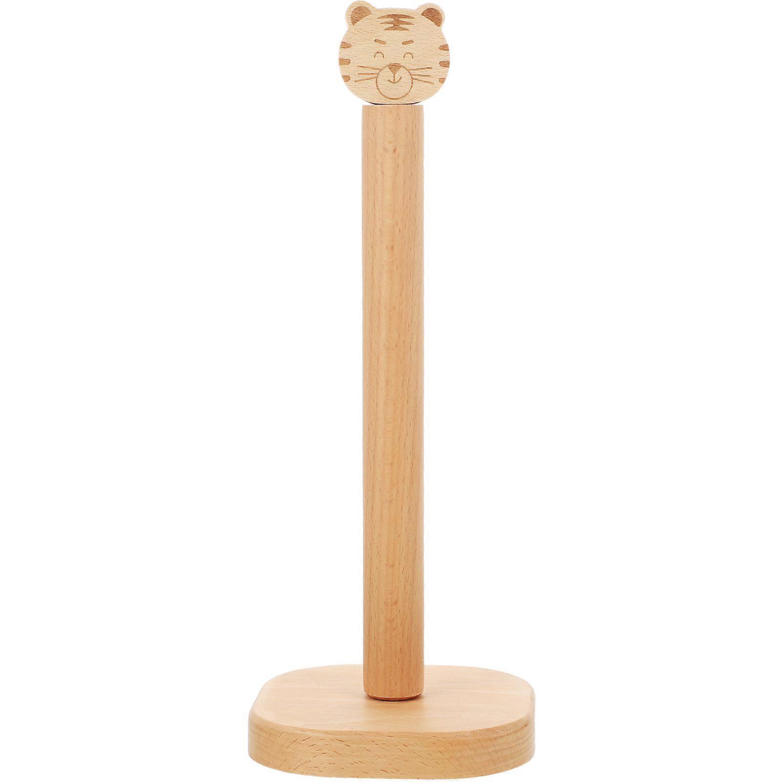 Wooden Old Tiger Paper Towel Stand Vertical Roll Paper Holder for Kitchen