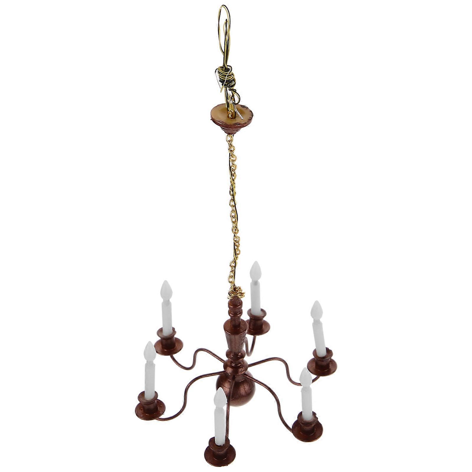 Miniature Hanging Lamp Mini Ceiling Light for Decoration 4Pcs Coffee Metal