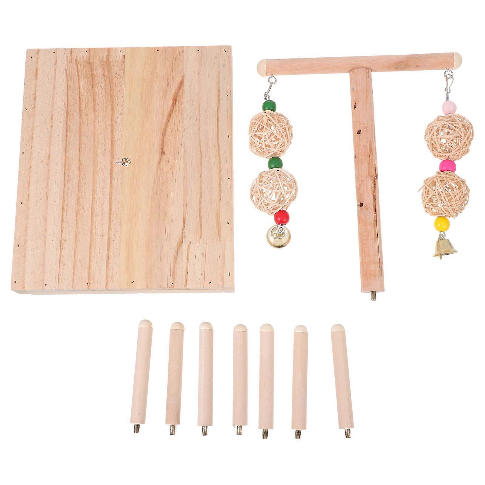 Parrots Swing Toy Wooden Standing Rack for Birds 2Pcs Assorted Color