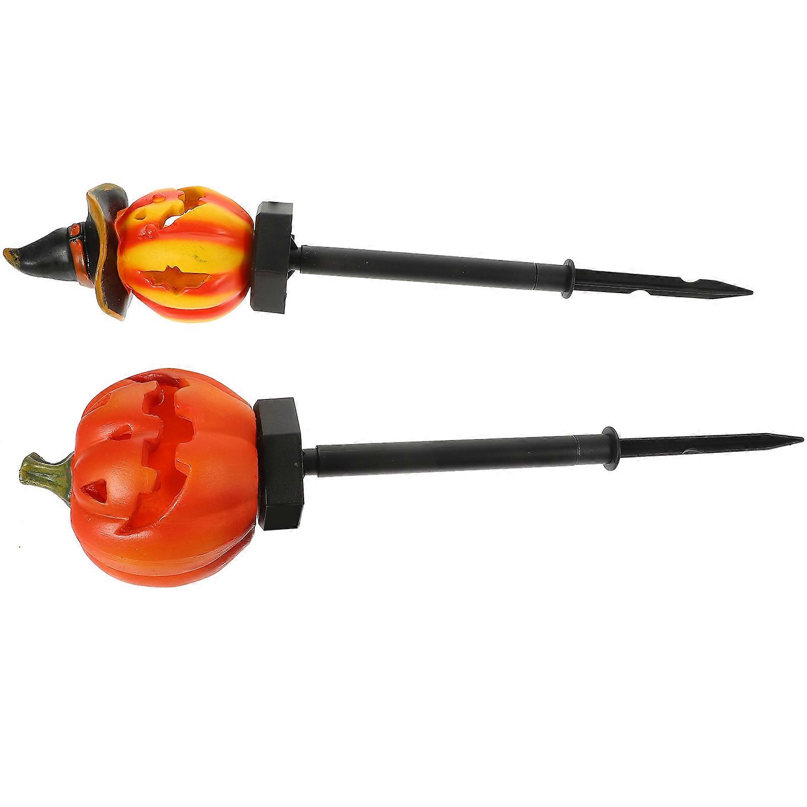 Halloween Outdoor Garden Decor Solar Powered Pumpkin Stake Light Suitable For Pathway And Flowerbed 6 Pcs With Automatic Charging Function