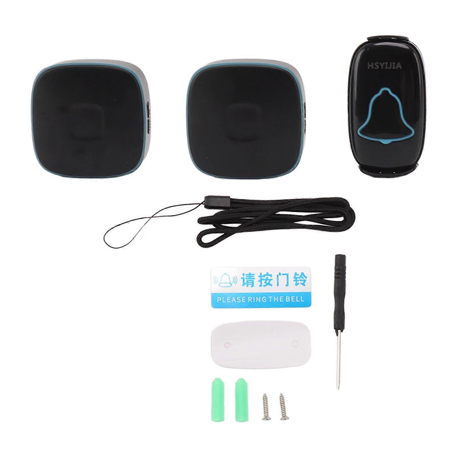 200m Wireless Call System with 36 Songs 4 Gear Volume Levels 2 Plug in Receivers LED Flash Alerts