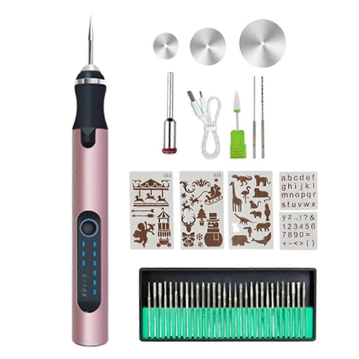 Kaiverruskynä, kaiverruskynä metallille, puulle, lasille ja muoville, ammattimainen kaiverruskynäsarja, kaiverrustyökalu, vaaleanpunainen