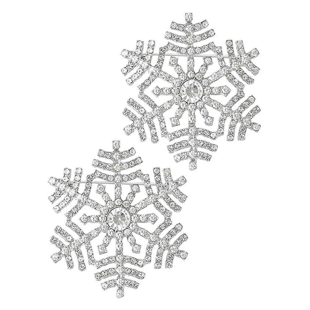 Sparkling Snowflake Brooch Silver Pin for Decoration Use 8Pcs Set