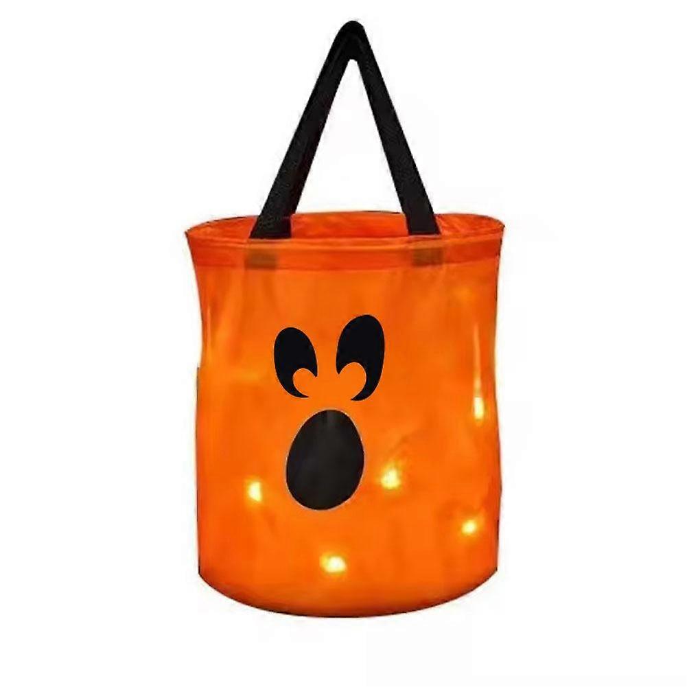 Glow In The Dark Halloween Candy Bag LED Light Up Party Tote Reusable For Trick Or Treat