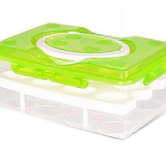 WTEMPO Double Layers 24 Grids Refrigerator Egg Storage Box Food Preservation Box Household Egg Preservation Refrigerator Box 25-26