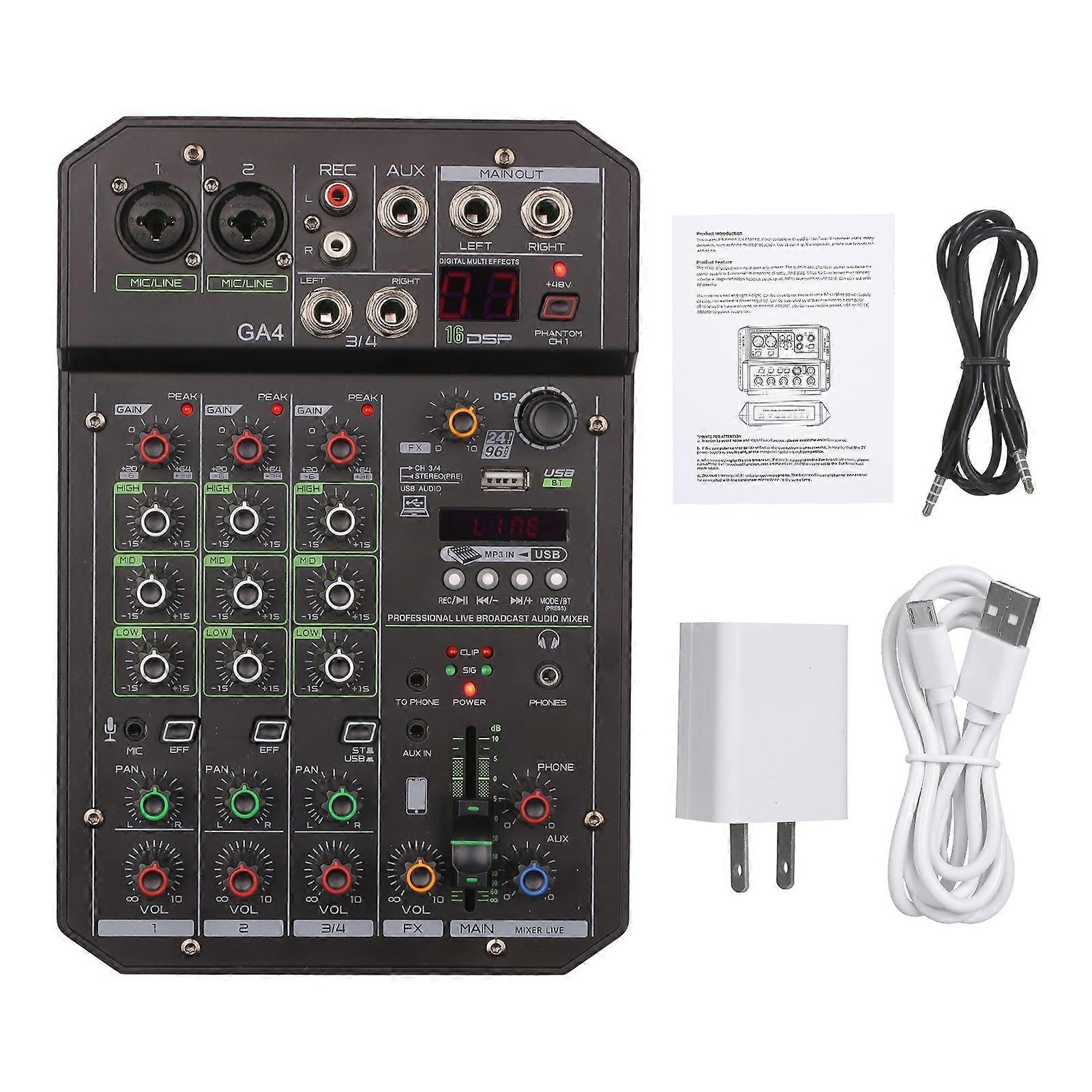 Musical Mini o Mixer Multi-function Effects Mixing Console USB BT Connection 48V Phantom Power for Conference Recording Karaoke Live Broadcast
