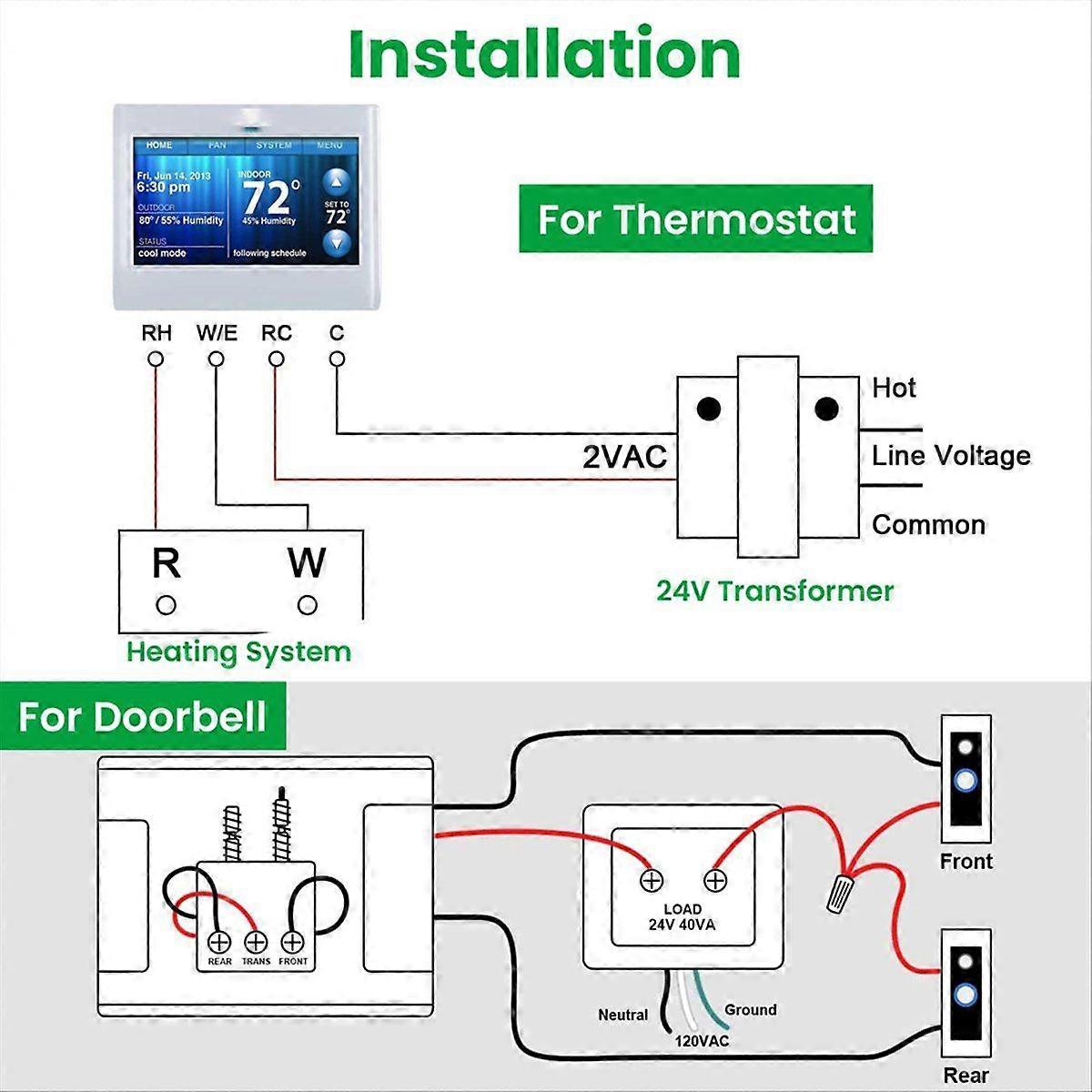 Doorbell Transformer 24V 40VA for Ring Video Doorbells