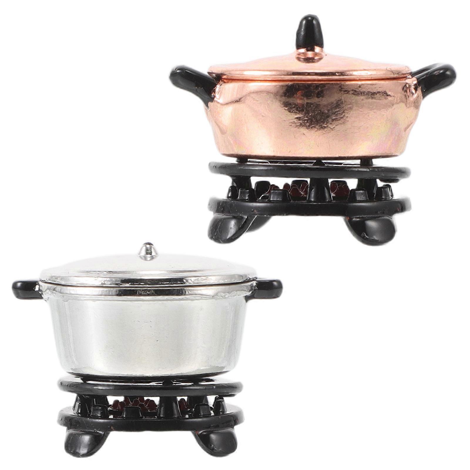 Dollhouse Kitchenware Collection Tiny Cooking Stove and Pot for Decor 8Sets