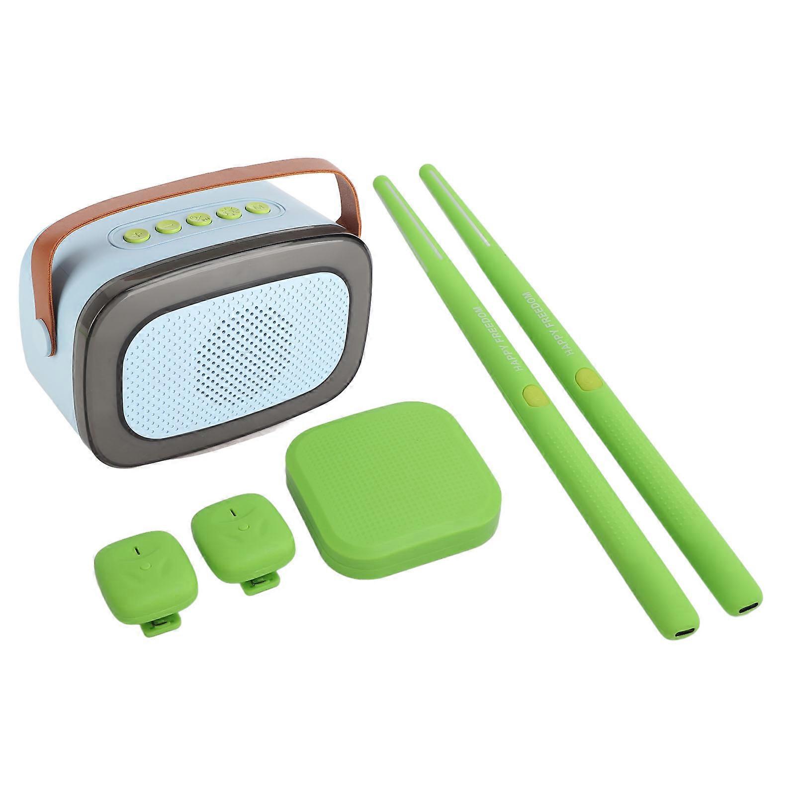 Electric Air Drum Set 3D Motion Sensing Portable Green Kit
