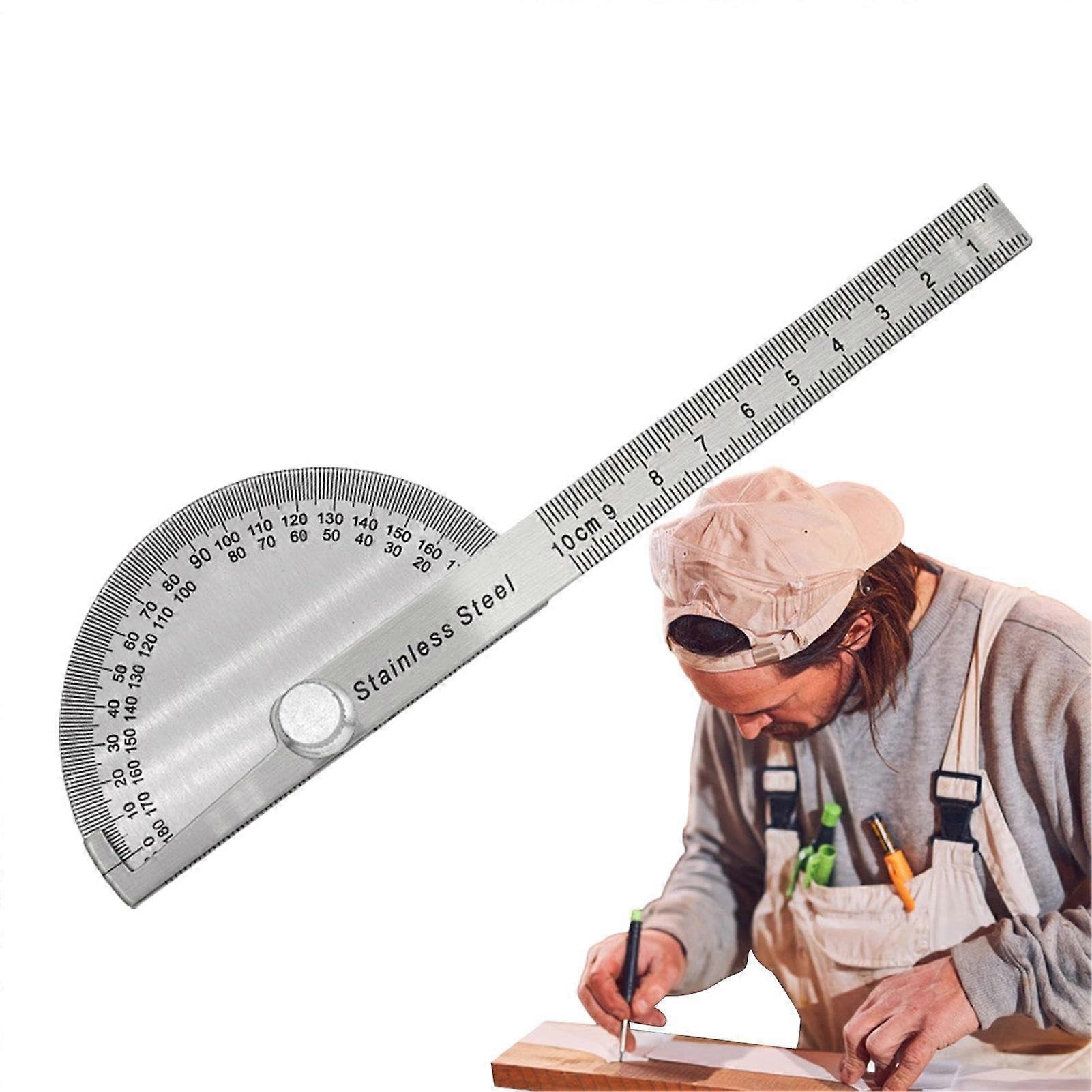 Angle Protractor Stainless Steel, Woodworking Ruler, Measuring Tool, 10 Cm Solid