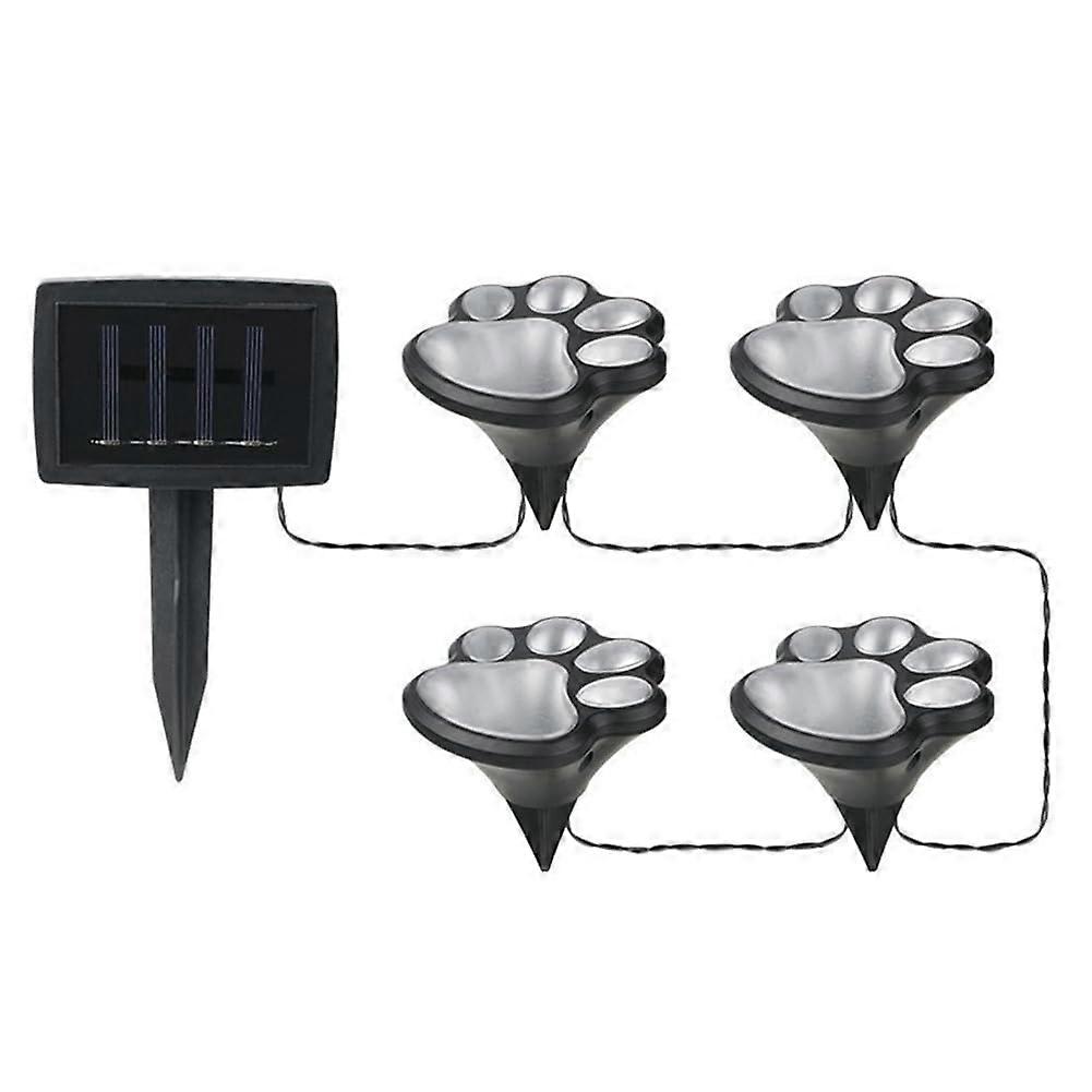 Wireless Set Of 4 Solar Dog Print Lights Garden Statue Lantern LED Path Light Outdoor Warm Light