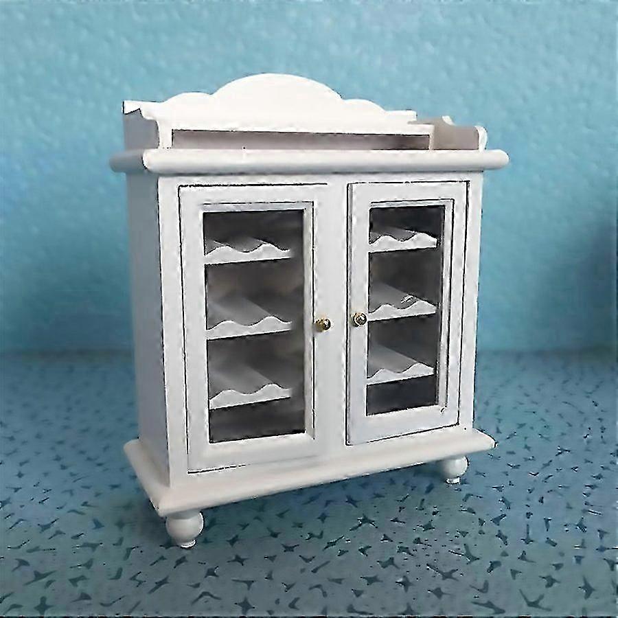 25-26 For 112 Mini House Toy Simulation Walnut Wine Cabinet Designed For Modern Living