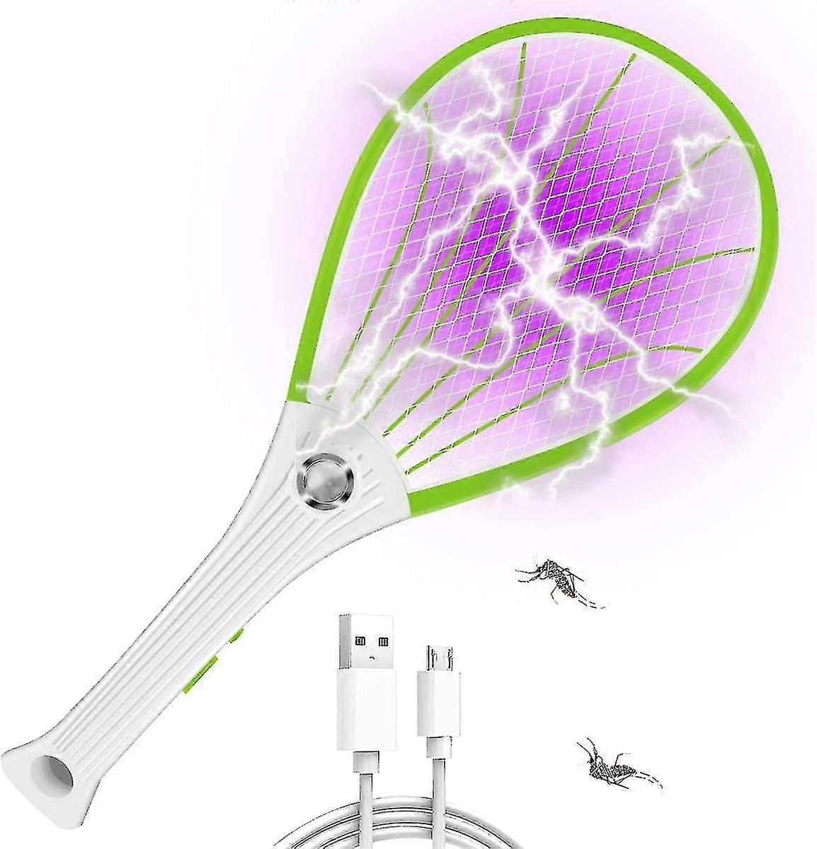 Electric Fly Swatter Fly Zapper Racket Usb Rechargeable Fly Zapper Fly Killer Fly Catcher Fly Trap 3500v Electric Mosquito And Wasp Killer Racket Bug