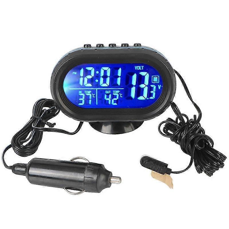 Interior Accessories 3 in 1 Car Voltmeter Thermometer Backlight LCD Digital Noctilucous Clock 12V/24